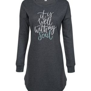 Charcoal French Terry Dress with message